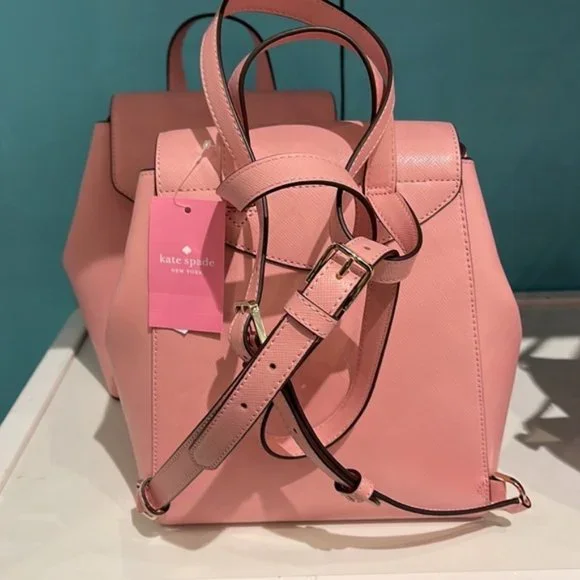 Kate Spade Lizzie Medium Flap Backpack Bright Carnation - Picture 11 of 16